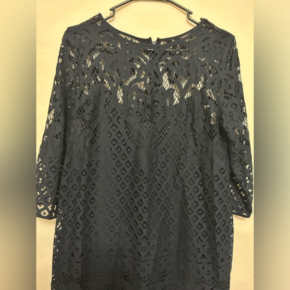 Loft Navy Shift Dress‎ with Lace Shell Size 4 - Picture 2 of 7